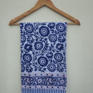 Hand Block Printed Cotton Sarong: Purple Floral Beach Wrap