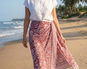 Indian Block Print Sarong, Sarong Beach Wrap, Cotton Sarong,Pareo, Summer Beach Pareo, | Gift for her|Mothers Day Valentines