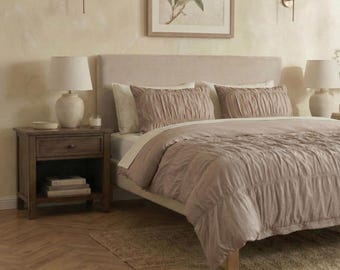 Dusty Taupe Cotton Wrinkle Duvet Cover, Boho Duvet Cover, Modern Duvet Cover, Dorm Bedding, Comforter Cover, Bohemian Duvet Cover
