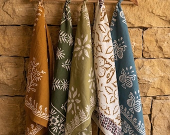Set of 5 Hand Block Printed Bandanas – Cotton Bandana, Summer Hair Accessory, Boho Head Scarf, Neck Wrap, Eco-Friendly Gift | 100% Cotton |