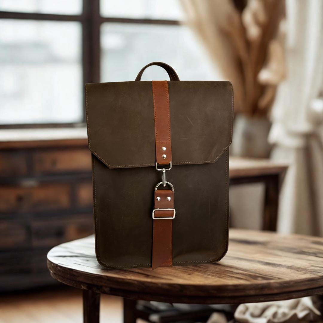 Men's Work Rucksack Everyday Minimalist Leather Rucksack, Mens Work Backpack, Travel ...