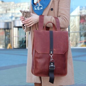 Brown Leather Backpack for Women as Work Backpack for Daily Commute and ...