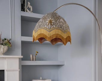 William Morris Snakehead Fringed Lampshade | Art Deco Style, Handmade in England