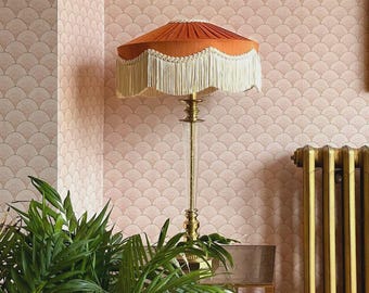 The Rust Peggy Fringed Lampshade: Art Deco Style, Handmade in England