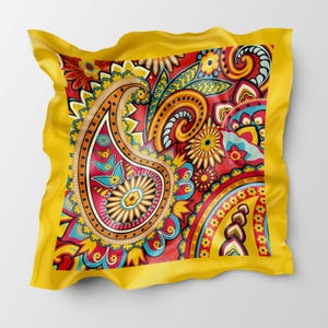 Paisley Satin Scarf: Boho Vintage-Inspired Head Wrap