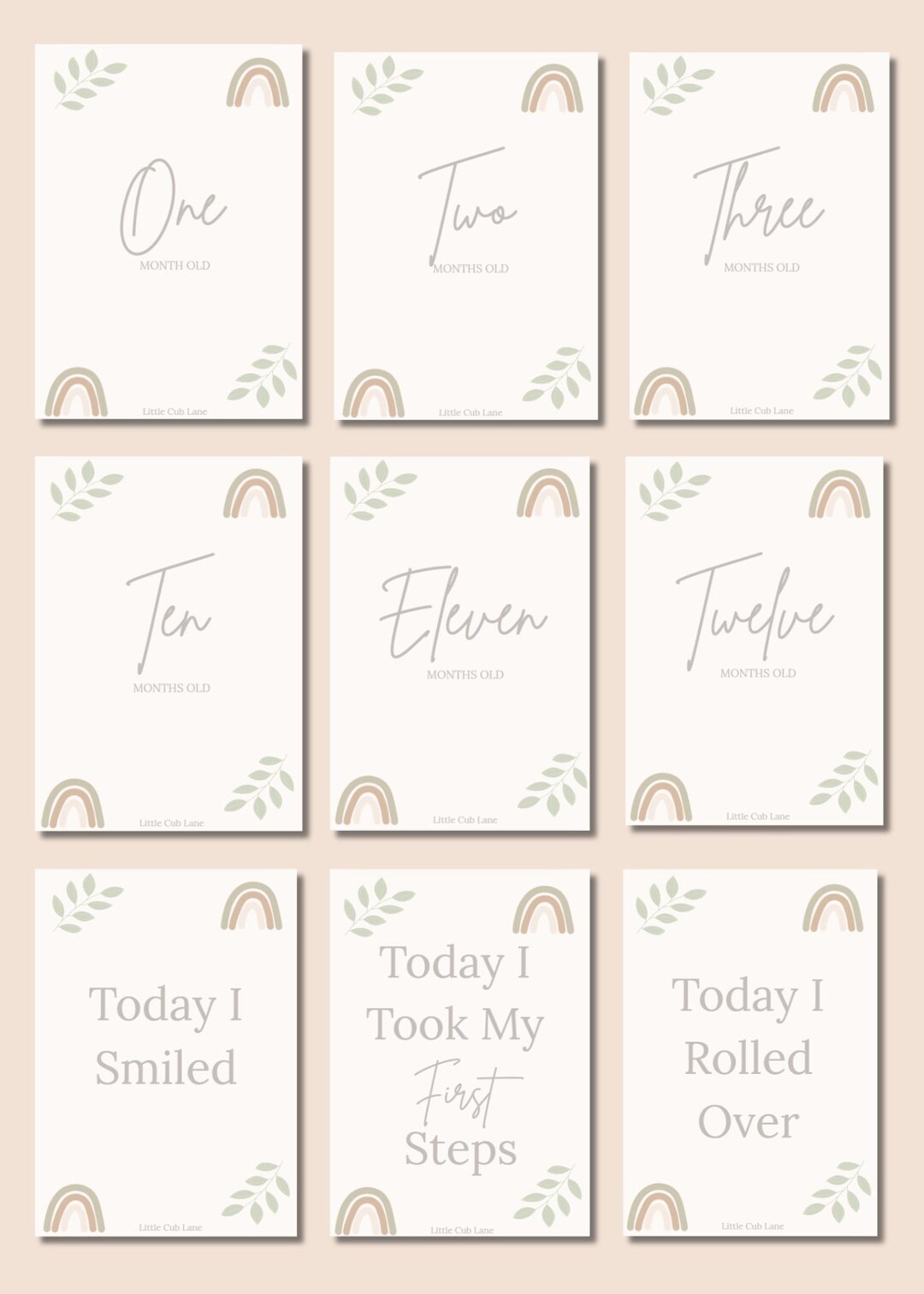 Boho Baby Milestone Cards Canva Template: Neutral 5x7" Printable - Etsy