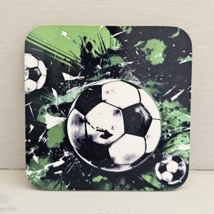 Football printed coaster, football, sports, ball, football club, gift idea, coaster, for the kids, football fan, desk, home decor, table,