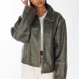 ジャケット・アウター Vnintage leather mods coat 90's Distressed Leather Jacket, Distressed Vintage Leather