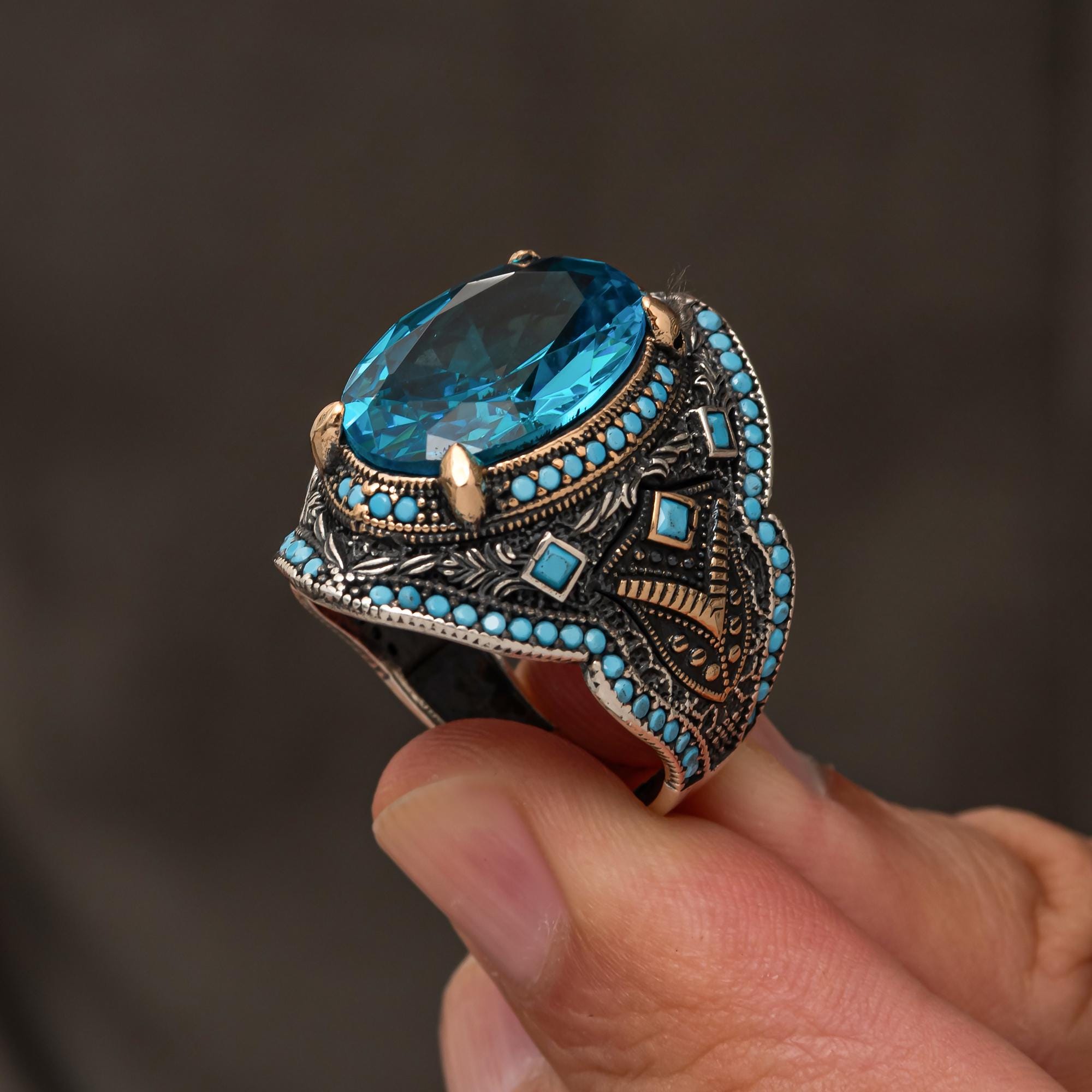 【シルバー950】ヴィンテージ ターコイズカラー アクアマリン リング 11号 シルバー950】ヴィンテージ ターコイズカラー アクアマリン リング 11号