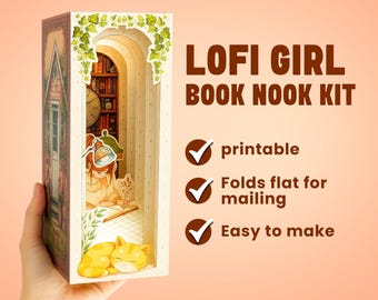Kit imprimible de rincón de lectura para chicas Lofi / DIY / Se pliega para enviar por correo
