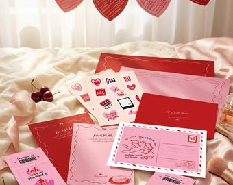 Kit romantique pour la Saint-Valentin, kit de décoration personnalisable pour un dîner romantique, ensemble imprimable Cupidon pour une fête réussie