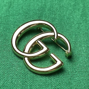 Vintage Gold Brooch Gucci Big Logo GG