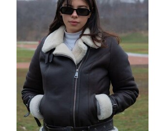 Handcrafted Sheepskin Aviator Jacket – Real Leather B3 Bomber, Fur Lined