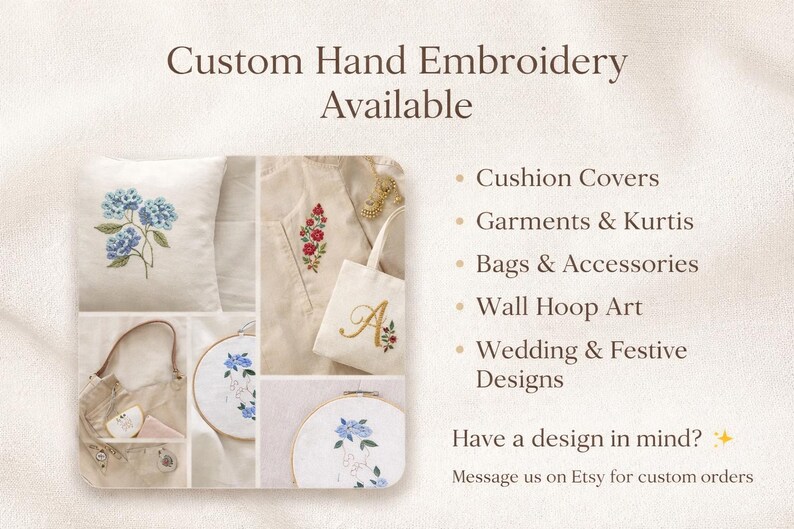 Hand Embroidered Floral Hands Wall Hanging, Blue Flower Embroidery Hoop ...