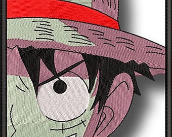 Disegno da ricamo a metà faccia di un pirata anime