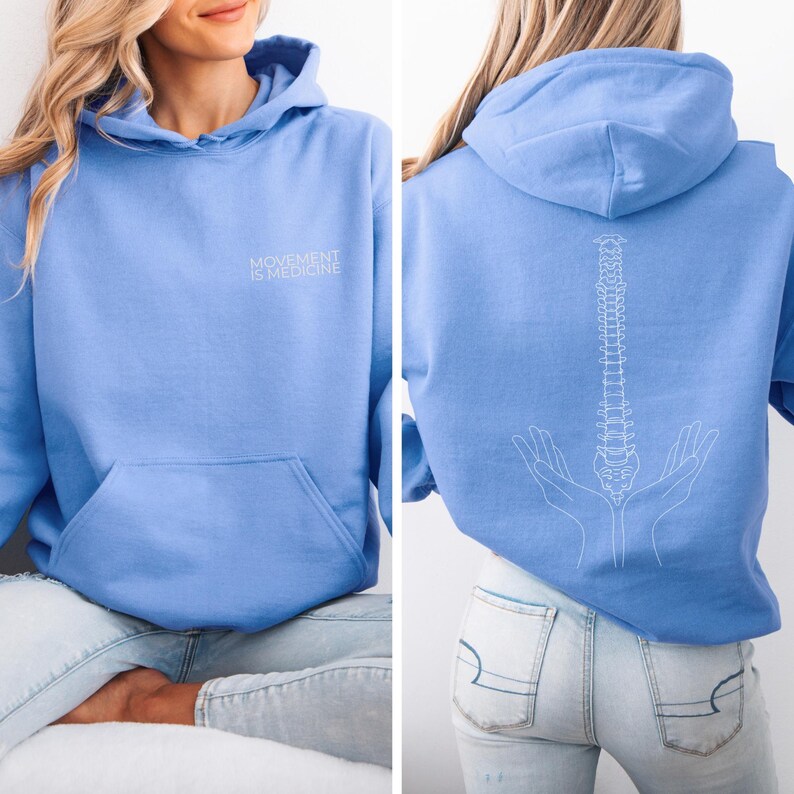 Movement is Medicine Hoodie - Spine Graphic Pullover, Physiotherapy Gift, Chiropractor Hoodie, Fitness Clothing - Unisex image 7