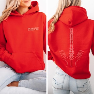 Movement is Medicine Hoodie - Spine Graphic Pullover, Physiotherapy Gift, Chiropractor Hoodie, Fitness Clothing - Unisex image 3