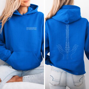 Movement is Medicine Hoodie - Spine Graphic Pullover, Physiotherapy Gift, Chiropractor Hoodie, Fitness Clothing - Unisex image 6