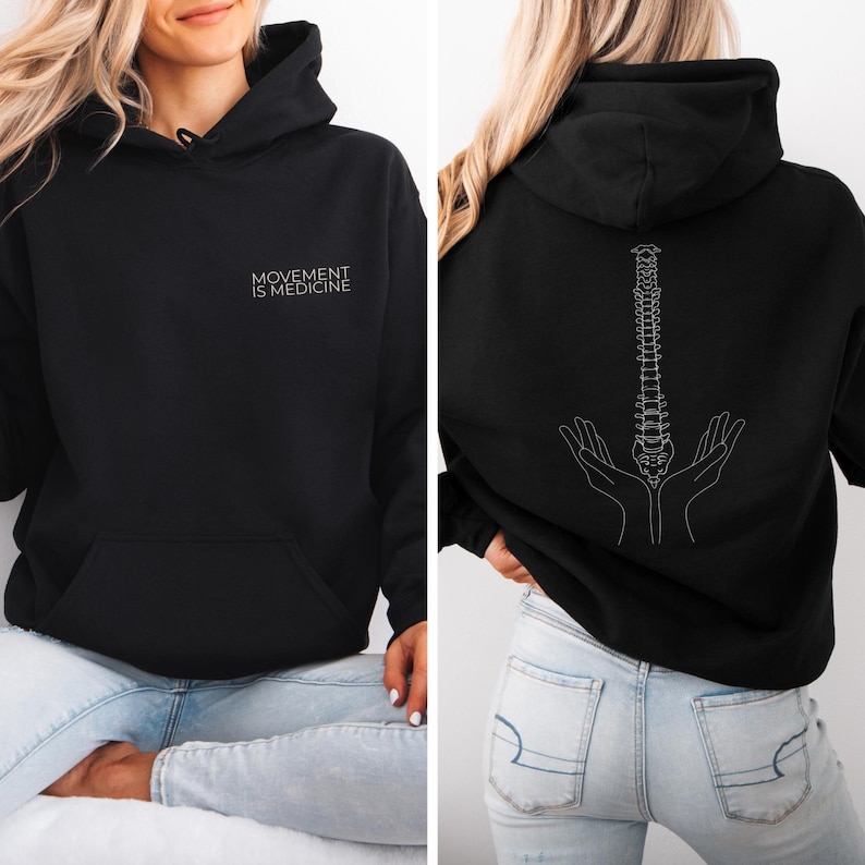 Movement is Medicine Hoodie - Spine Graphic Pullover, Physiotherapy Gift, Chiropractor Hoodie, Fitness Clothing - Unisex image 5