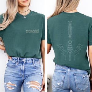 Movement is Medicine Shirt, Physiotherapy T-Shirt with Spine Print, Chiropractor Gift, Yoga & Pilates Clothing image 5