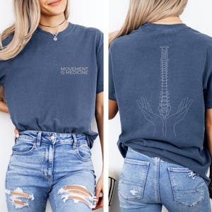 Movement is Medicine Shirt, Physiotherapy T-Shirt with Spine Print, Chiropractor Gift, Yoga & Pilates Clothing image 6