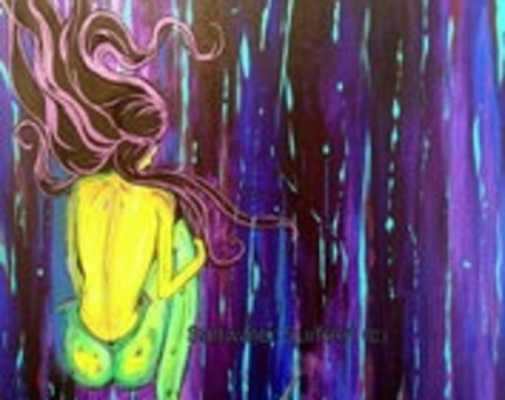 Blue Bliss Mermaid, Fine Mermaid Art by Sheila Faye