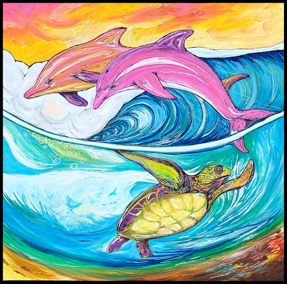 Life in the Waves, 24x24 Giclee Canvas Print