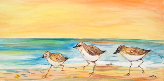 Little Pipers, 12x24 watercolor on watercolor canvas