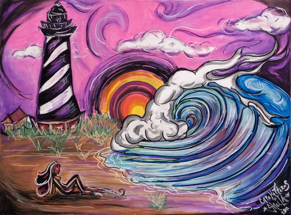 Cape Hatteras Lighthouse giclee print 8 x 10 in 11 x 14 black mat