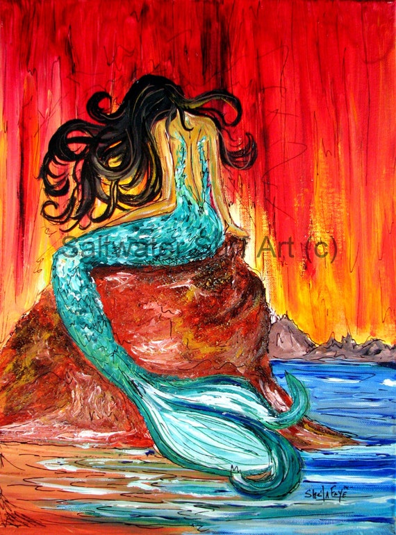 Weeping Mermaid, 12x16 Giclee Canvas Print