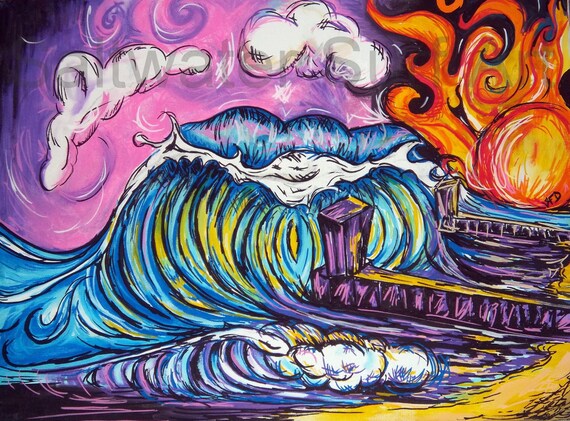 Garden City Surf Art 11x 14 print on fine art paper Local Surfing Art