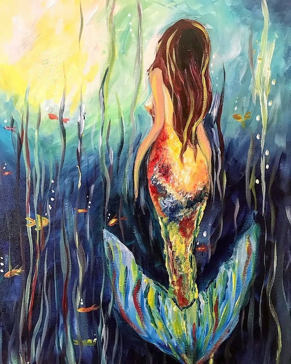 Underwater Drifter, Fine Mermaid Art by Sheila Faye