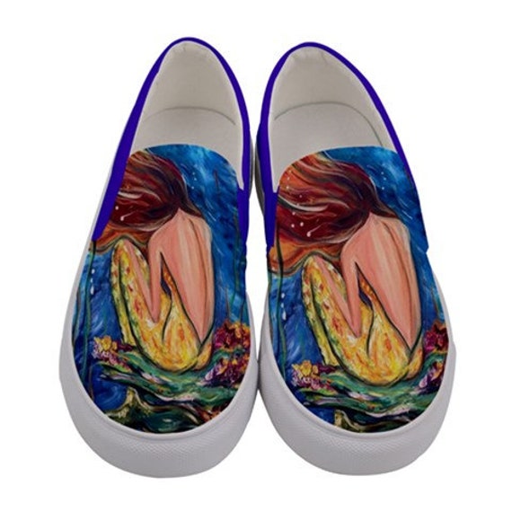 Custom Mermaid Shoes, Canvas Slip on Custom Shoes