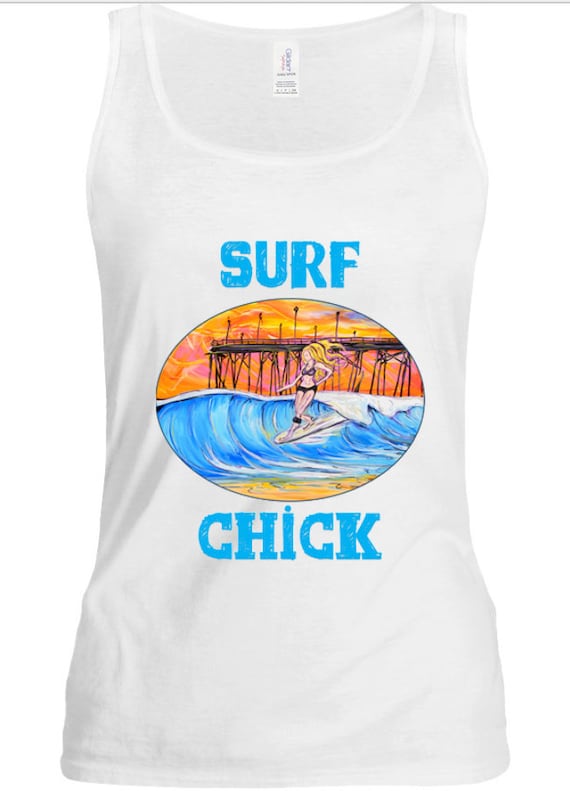 Surf Chick tank top, Surfing t-shirt