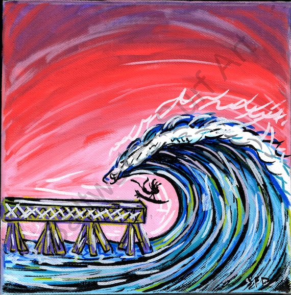 Surf Art 8x8 Giclee canvas print, Never Hold Back, Hurricane Season