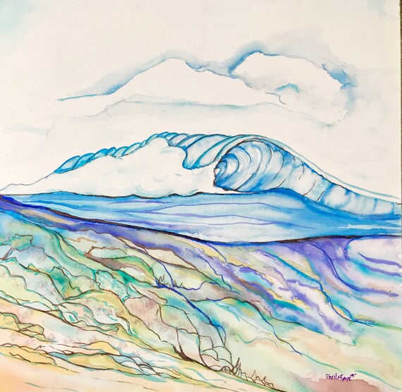 The Reef, 12x12 Original watercolor on Wood Gesso Board