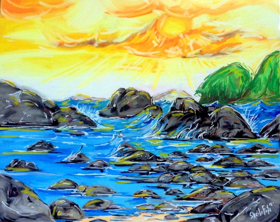Surf Art Roca Loca Costa Rica 16x20 Giclee Canvas Surf Art
