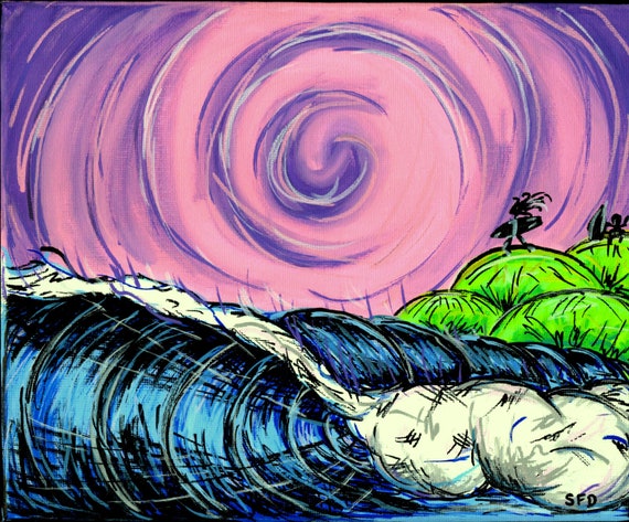 Psychedelic Sky, 8x10 Giclee canvas print surf art
