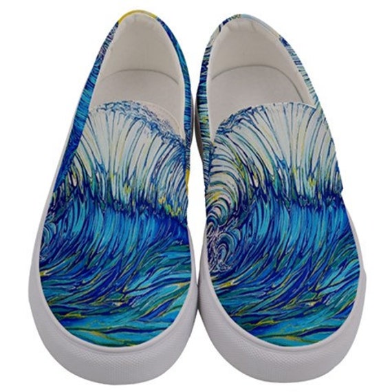 Surf Art Shoes,Backwash, Canvas Slip on Custom Shoes