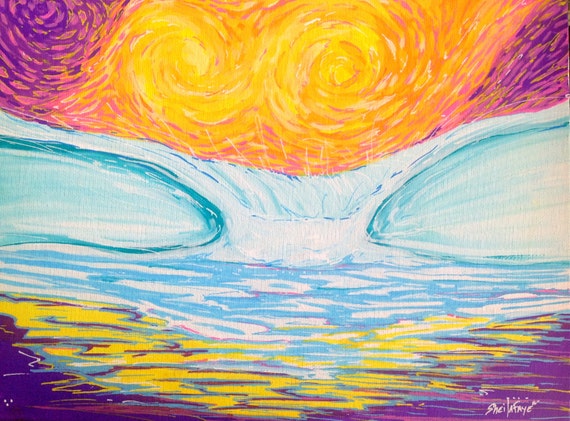 Sunny Surf, 9x12 Original Surf Art painting by Sheila Faye