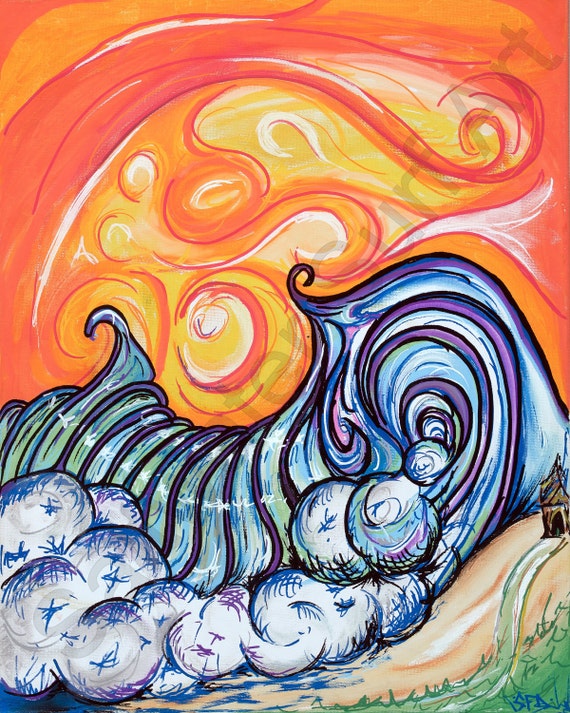Orange Tahiti Wave 11 x 14 Surf Art