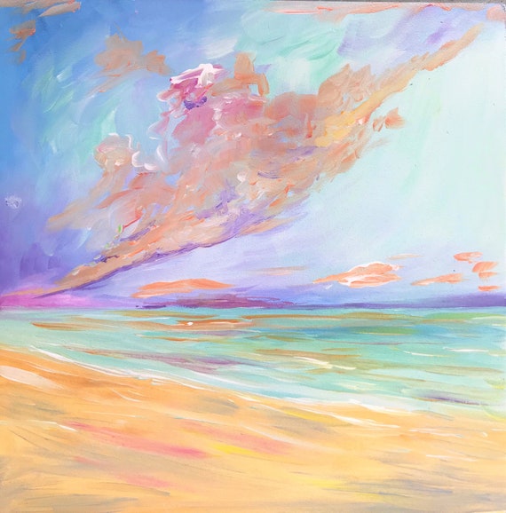Warm Sunset, 12x12 Original Acrylic painting on wood panel
