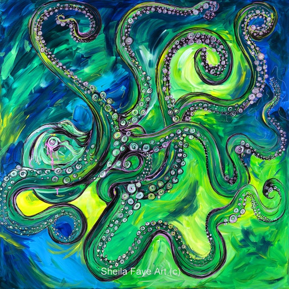 Kraken, Canvas Giclee Print . 40x40