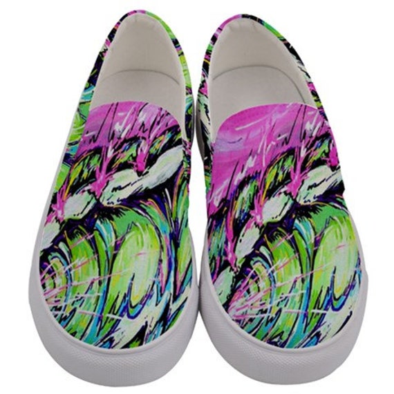 Surf Art Shoes, Fierce Wave, Canvas Slip on Custom Shoes