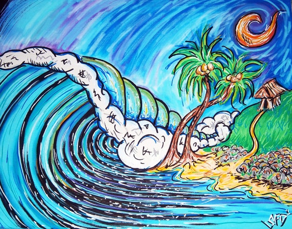 Palmetto State Surf art 11x14 print with white textured mat