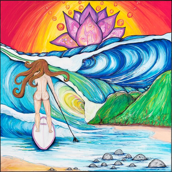 Lotus Paddler, 12x12 Fine Art Print