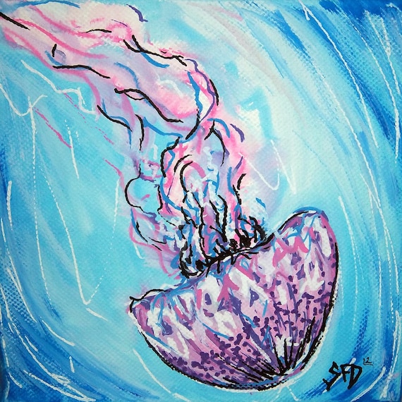 Jellyfish print matted to 11x14