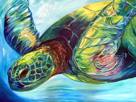 Emerald Turtle, Fine Art by Sheila Faye
