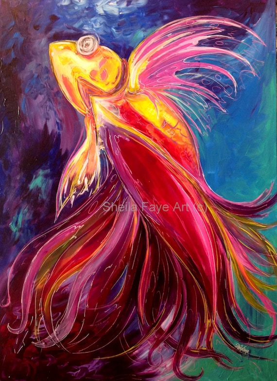Dancing Betta Fish, Giclee Canvas Print