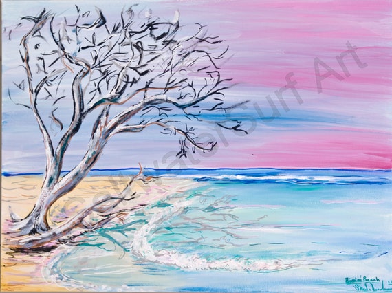 Honeymoon Harbor Bimini Beach Sunset giclee print 8 x 10 image in 11 x 14 mat